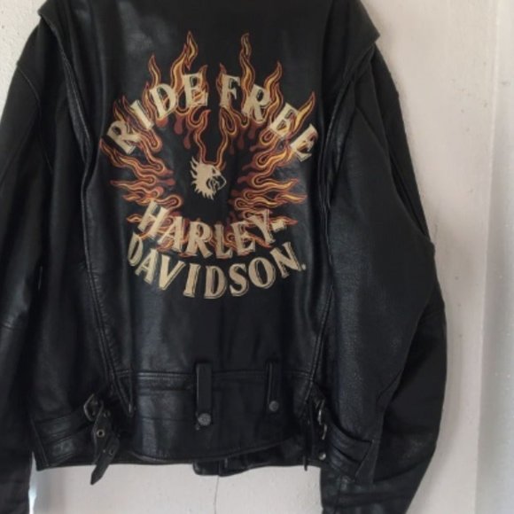 Harley-Davidson Ride Free Vintage Leather Motorcycle Jacket - Picture 5 of 13